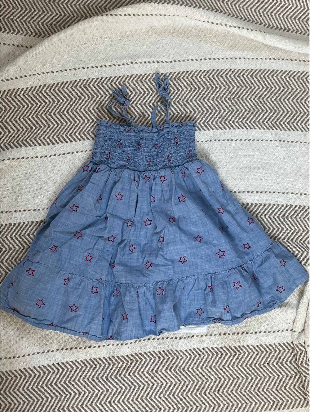 Cat & Jack Blue Cotton Dress with Red Star Print 5T